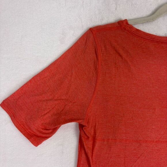 Lululemon Striped Red with Leopard Print Pocket Scoop Neck Tshirt - Picture 10 of 13